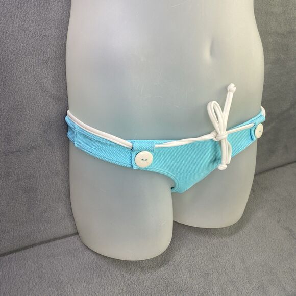 Agua Doce Bikini Brazilian 2-pc Women S Light Blue White Tie Front  Buttons - Picture 2 of 11